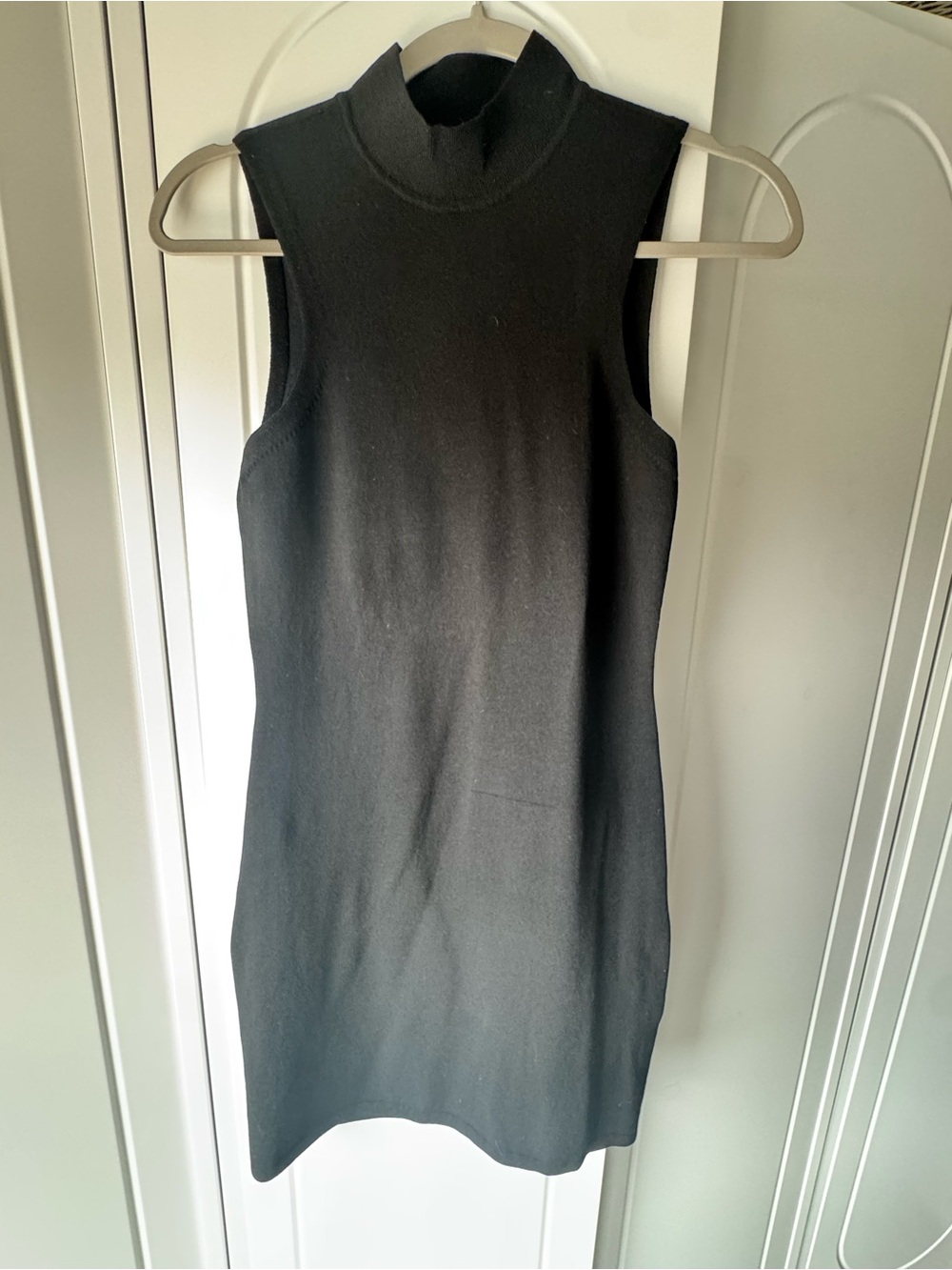 Express Black Sleeveless Mock-Neck Mini Dress